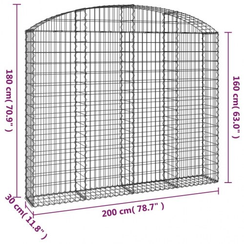 Buet gabionkurv 200x30x160/180 cm galvaniseret jern