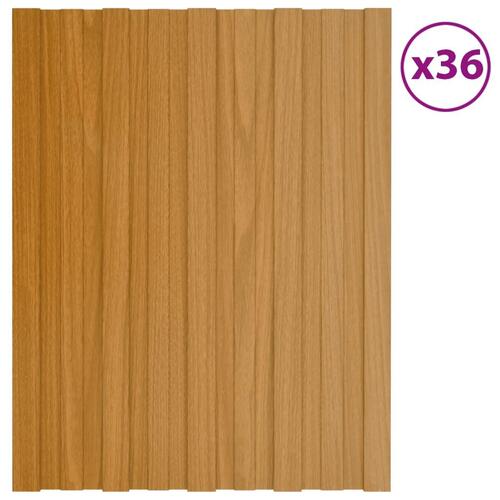 Tagplader 36 stk. 60x45 cm galvaniseret stål lyst træ