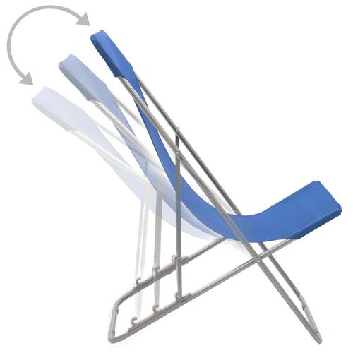 Foldbare strandstole 2 stk. stål og oxfordstof blå