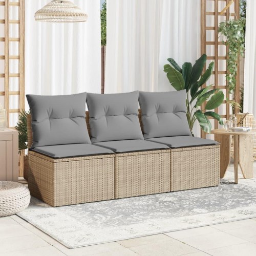 3-personers havesofa med opbevaring og hynder - beige