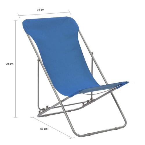 Foldbare strandstole 2 stk. stål og oxfordstof blå