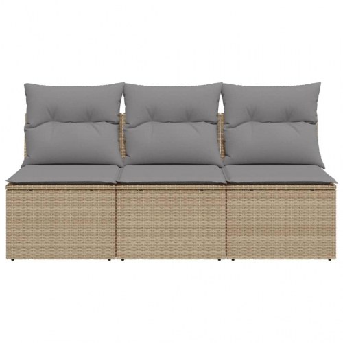 3-personers havesofa med opbevaring og hynder - beige
