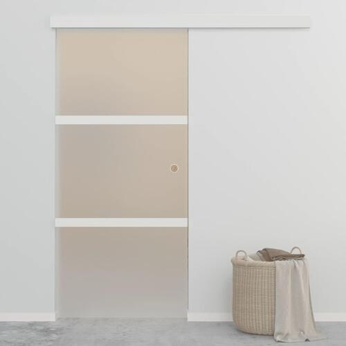 Skydedør 90x212 cm hærdet glas og aluminium sølvfarvet