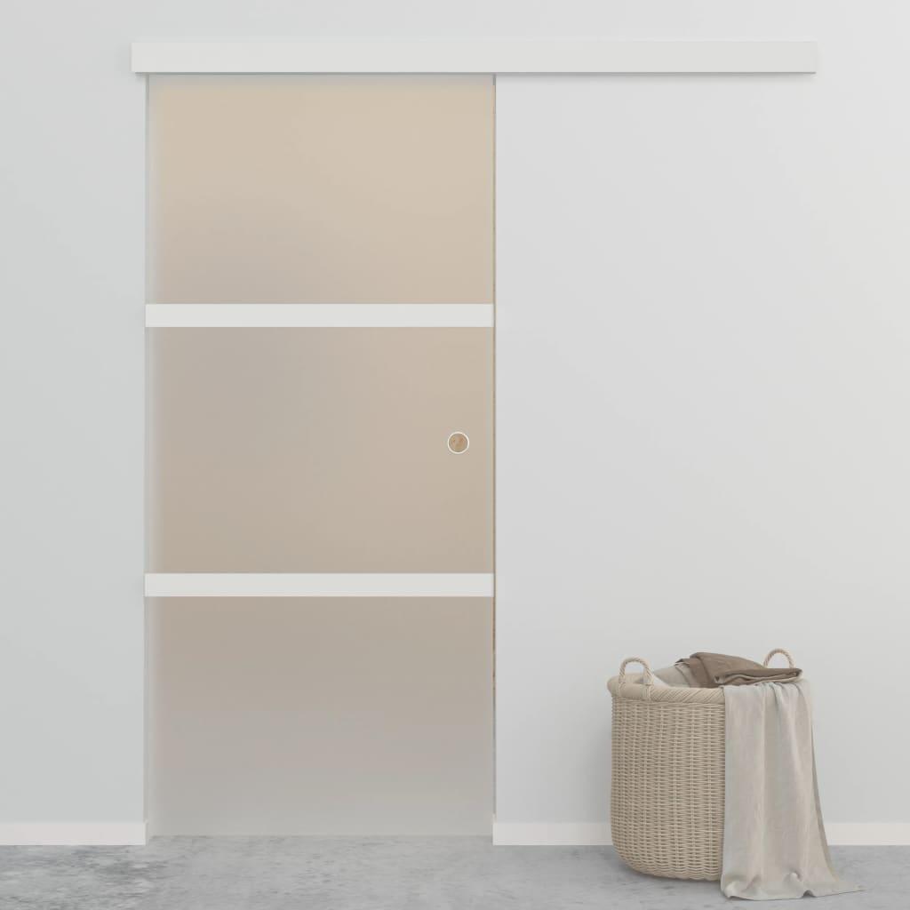 Skydedør sikkerhedsglas og aluminium 90x205 cm sølvfarvet