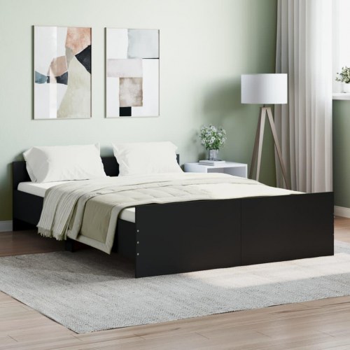 Sengeramme med sengegavl og fodgærde 135×190 cm - sort