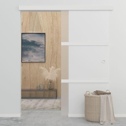 Skydedør 90x212 cm hærdet glas og aluminium sølvfarvet