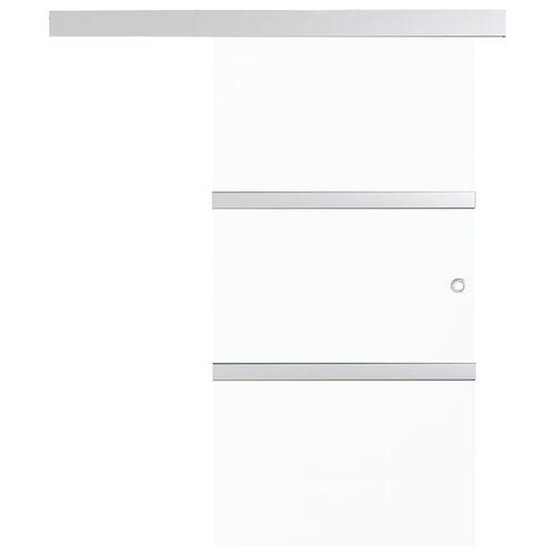 Skydedør 90x212 cm hærdet glas og aluminium sølvfarvet