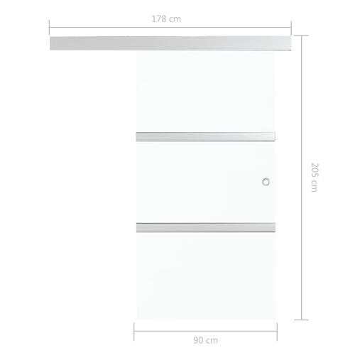 Skydedør 90x212 cm hærdet glas og aluminium sølvfarvet
