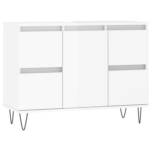 Badeværelsesskab 80x33x60 cm konstrueret træ hvid højglans