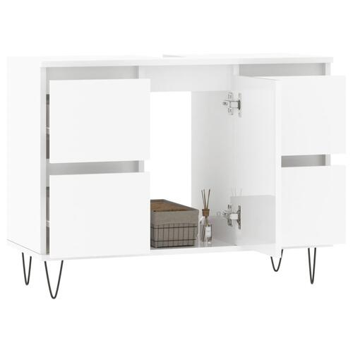 Badeværelsesskab 80x33x60 cm konstrueret træ hvid højglans