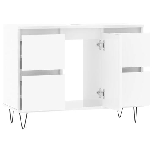 Badeværelsesskab 80x33x60 cm konstrueret træ hvid højglans