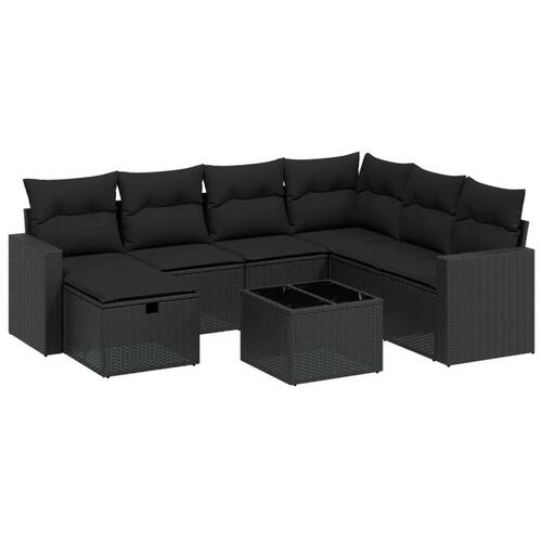 Sofasæt til haven 8 dele med hynder polyrattan sort