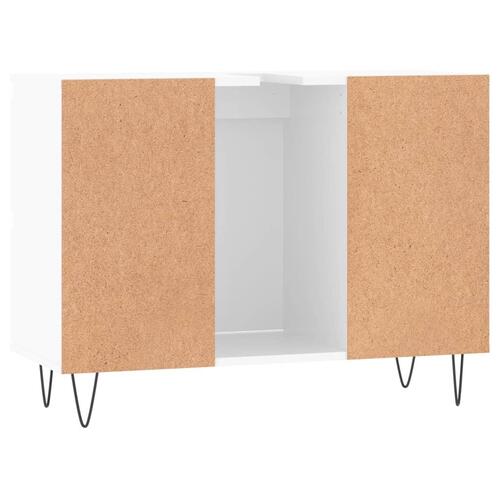 Badeværelsesskab 80x33x60 cm konstrueret træ hvid højglans