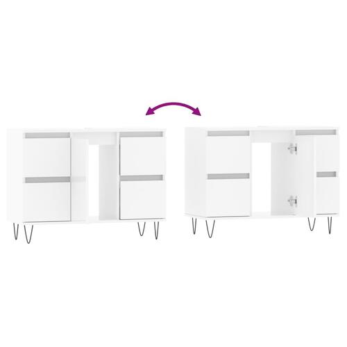Badeværelsesskab 80x33x60 cm konstrueret træ hvid højglans