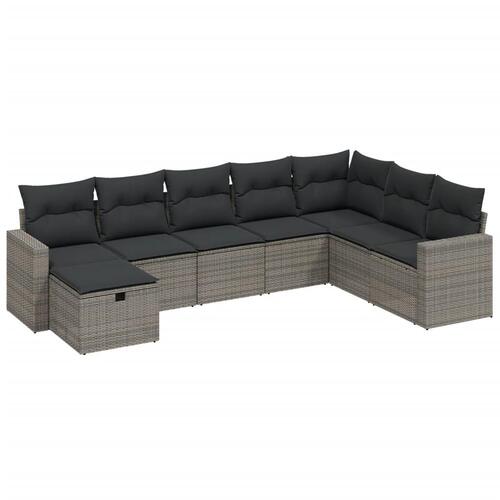 Sofasæt til haven 8 dele med hynder polyrattan grå