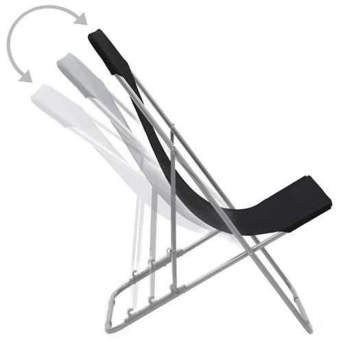 Foldbare strandstole 2 stk. stål og oxfordstof sort
