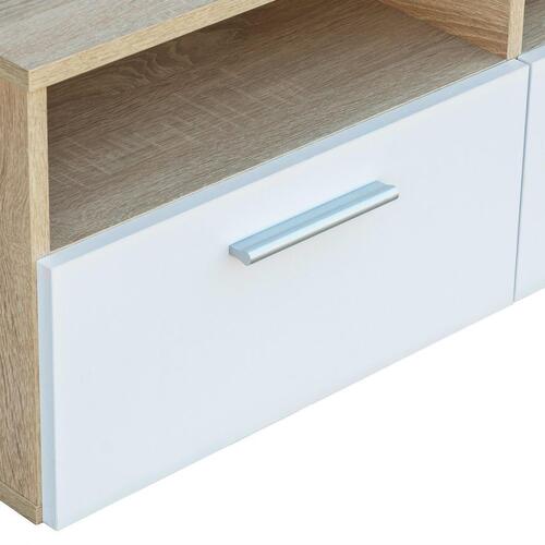 Tv-bord 95x35x36 cm konstrueret træ egetræsfarve og hvid