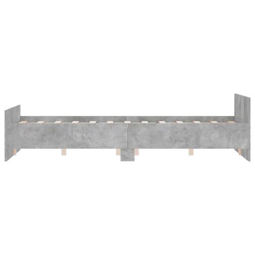 Sengeramme med sengegavl og fodgærde 135x190 cm betongrå