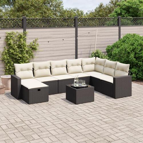Sofasæt til haven 9 dele med hynder polyrattan sort