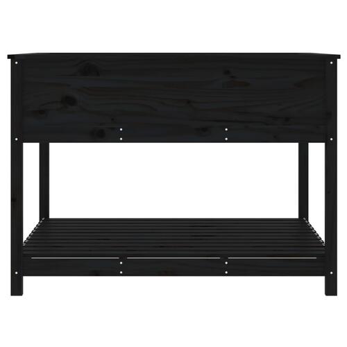 Plantekasse med hylde 111,5x111,5x81 cm massivt fyrretræ sort