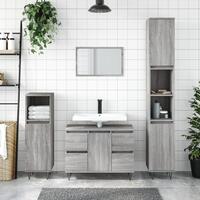 Badeværelsesskab 80x33x60 cm konstrueret træ grå sonoma-eg