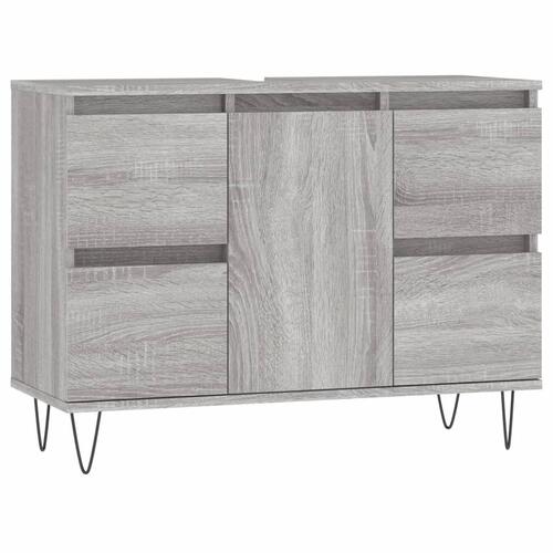 Badeværelsesskab 80x33x60 cm konstrueret træ grå sonoma-eg