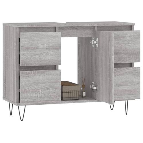 Badeværelsesskab 80x33x60 cm konstrueret træ grå sonoma-eg