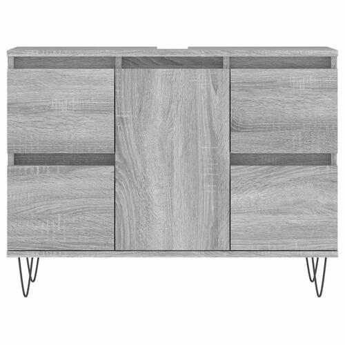 Badeværelsesskab 80x33x60 cm konstrueret træ grå sonoma-eg