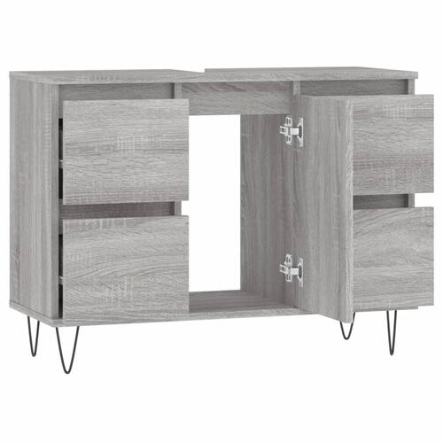 Badeværelsesskab 80x33x60 cm konstrueret træ grå sonoma-eg