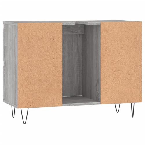 Badeværelsesskab 80x33x60 cm konstrueret træ grå sonoma-eg