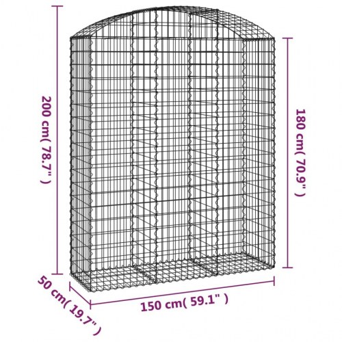 Buet gabionkurv 150×50×180/200 cm - galvaniseret jern