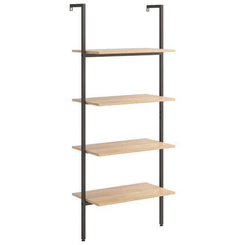 Stigereol med 4 hylder 64x35x152,5 cm lysebrun og sort