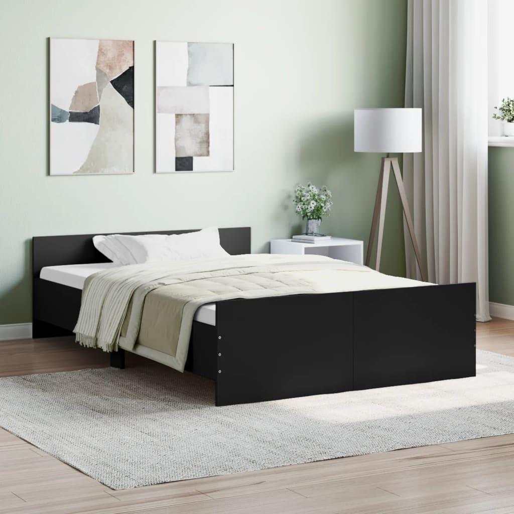 Sengeramme med sengegavl og fodgærde 120x190 cm sort billede