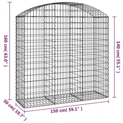 Buet gabionkurv 150×50×140/160 cm - galvaniseret jern