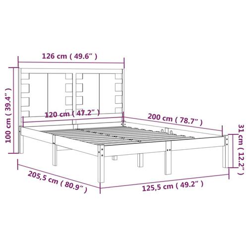 Sengeramme 120x200 cm massivt fyrretræ