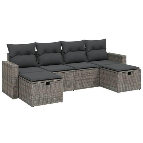 Sofasæt til haven 6 dele med hynder polyrattan grå