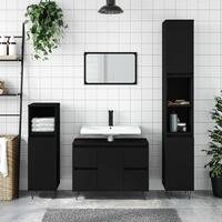 Badeværelsesskab 80x33x60 cm konstrueret træ sort