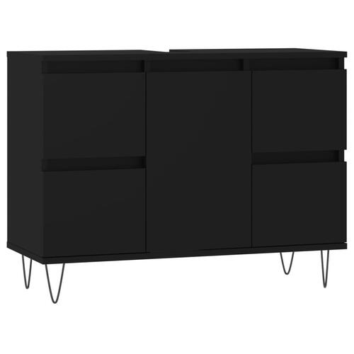 Badeværelsesskab 80x33x60 cm konstrueret træ sort