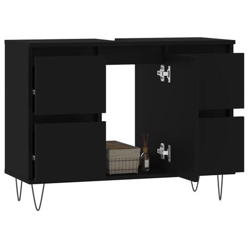 Badeværelsesskab 80x33x60 cm konstrueret træ sort