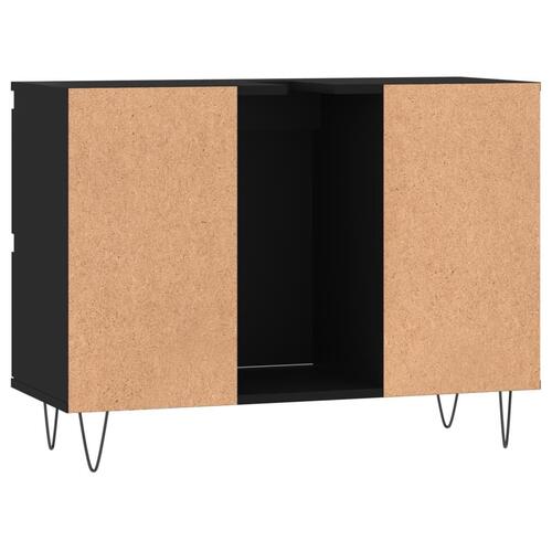 Badeværelsesskab 80x33x60 cm konstrueret træ sort