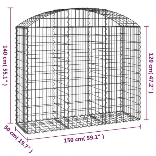 Buet gabionkurv 150×50×120/140 cm - galvaniseret jern