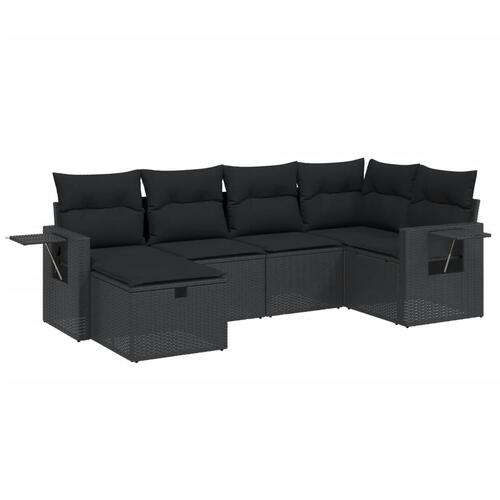 Sofasæt til haven 6 dele med hynder polyrattan sort