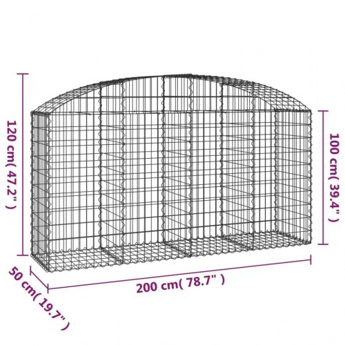 Buet gabionkurv 200×50×100/120 cm - galvaniseret jern