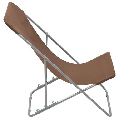 Foldbare strandstole 2 stk. stål og oxfordstof brun