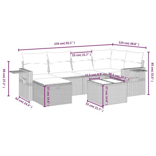 Sofasæt til haven 7 dele med hynder polyrattan sort