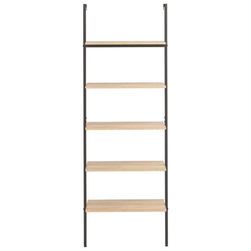 Stigereol med 5 hylder 64x35x185 cm lysebrun og sort