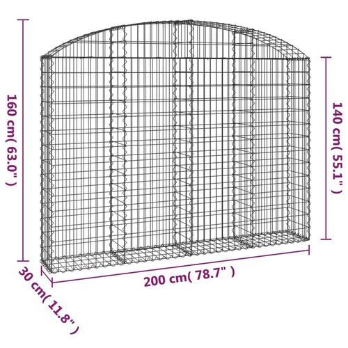 Buet gabionkurv 200x30x140/160 cm galvaniseret jern