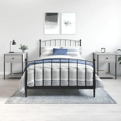 Sengeborde 2 stk. 44x45x58 cm konstrueret træ grå sonoma-eg