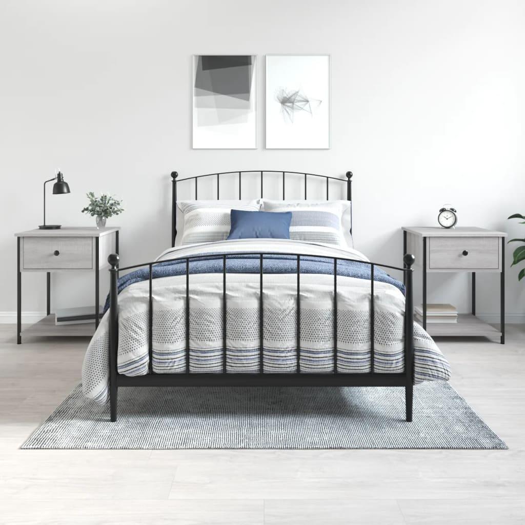 Sengeborde 2 stk. 44x45x58 cm konstrueret træ grå sonoma-eg