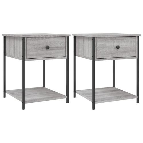 Sengeborde 2 stk. 44x45x58 cm konstrueret træ grå sonoma-eg
